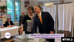 Orbán Viktor és felesége, Lévai Anikó leadja szavazatát a 2019-es európai választáson