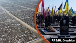 Alea Eroilor din acest cimitir din Harkov este locul de odihnă al multor soldați ucraineni. 