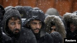 Беларус-поляк чек арасында турган мигранттар. 