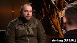 Полковник ЗСУ Олександр Вдовиченко на позивний «Словʼян» під час інтерв'ю для Радіо Свобода, Київ, лютий 2024 року