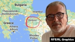 Ljupčo Palevski, prvoosumnjičeni za ubistvo Vanje Đorčevske i Panča Žežovskog. U pozadni mapa Turske i mjesta Belikesir u azijskom dijelu Turske, gdje Palevski, za kojim je prehodno izdata međunarodna potjernica.