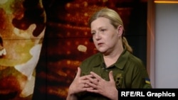 Міністрка у справах ветеранів Юлія Лапутіна під час запису інтерв'ю для Радіо Свобода