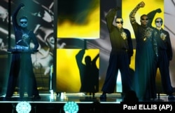 Гурт Tvorchi, який представляє Україну на «Євробаченн-2023», під час репетиції. Ліверпуль, північна Англія, 10 травня 2023 року