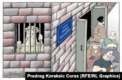 Karikaturista Predrag Koraksić Corax stalni je saradnik Radija Slobodna Evropa i jednom sedmično objavljujemo njegov komentar političkog života Srbije bez riječi.