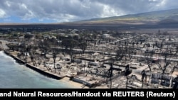 Spaljene kuće i zgrade na havajskom ostrvu Maui, Lahajna 11. avgust 2023.