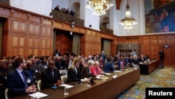 Zasedanje Međunarodnog suda pravde na kojem je donesena odluka po tužbi Južne Afrike da je izraelska vojna operacija u Gazi genocid pod vodstvom države, Hag, 26. januar 2024.