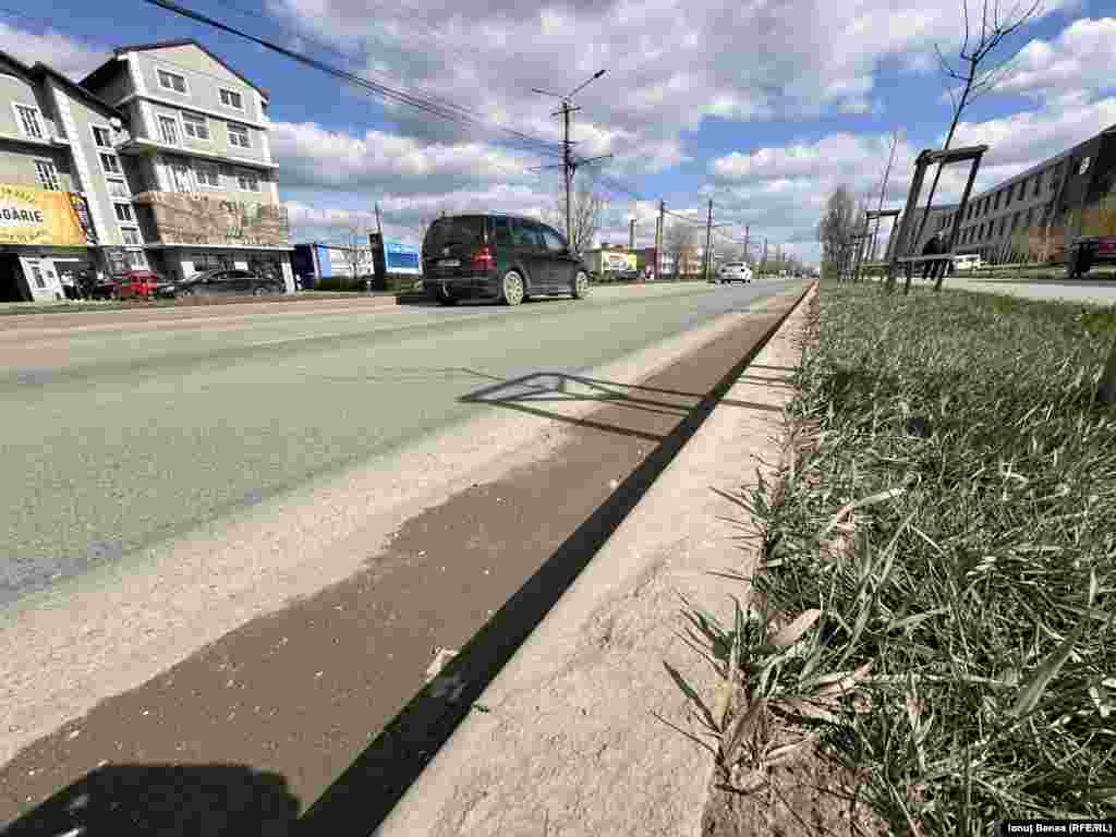 Petic de iarbă acoperit de praf în orașul Iași.&nbsp;