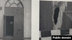 Акматбаев атылган мечиттин эшиги. УКМК тараткан сүрөт.