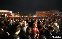 Protest în Piața Republicii din Erevan, Armenia, 24 septembrie 2023.