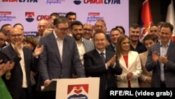 Predsednik Srbije Aleksandar Vučić u štabu SNS-a, 2. jun 2024.