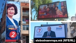 Kolažna fotografija bilborda predsedničkih kandidata u Severnoj Makedoniji.
