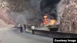 Бишкек-Ош жолундагы өрт. 27-октябрь, 2023-жыл. (Социалдык түйүндөргө жарыяланган тасмадан алынган сүрөт)