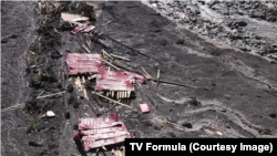 Грузиянын Шови курорттук айылындагы жер көчкүдөн кийинки көрүнүш. 