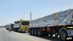 Kamioni sa pomoći za Gazu na egipatskoj strani, 26. maj 2024.