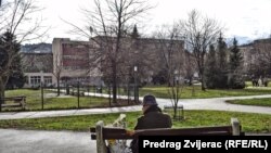 Park Safeta Isovića pored Druge gimnazije u Sarajevu u kojem bi se trebalo graditi spomen-obilježje, 13. 12. 2023.