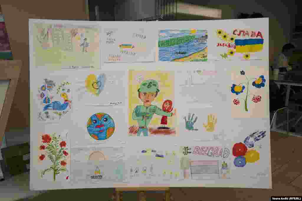 Pored crteža dece iz Ukrajine, izloženi su i crteži ukrajinske dece koja su izbegla u Srbiju, 23. avgust 2023. &nbsp;