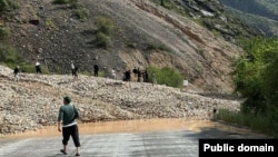 Бишкек-Ош автожолунун 364-чакырымындагы сел жүргөн жер. 23-июнь. 2024-жыл.