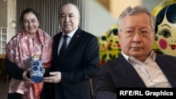 Коллаж. Малгожата Шамборска и Омурбек Текебаев. Справа: Жаныш Бакиев. 