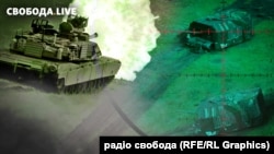 Американські танки Abrams і російські танки-сараї (колаж)