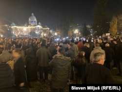 Demonstranti su izašli na ulice na poziv dijela opozicije koja tvrdi da su izbori u Beogradu pokradeni, 18. decembar 2023.