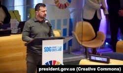 Президент України Володимир Зеленський під час виступу на саміті Цілей сталого розвитку. Нью-Йорк, 19 вересня 2023 року
