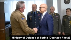 Susret ministra odbrane Srbije Miloša Vučevića sa načelnikom Zajedničkog štaba Oružanih snaga Bosne i Hercegovine general-majorom Gojkom Kneževićem, 20. mart 2024. 