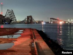 Мостът "Франсис Скот Кий" малко след срутването, 26 март 2024 г.