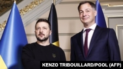 Volodimir Zelenski în compania premierul belgian Alexander De Croo, marți, 28 mai, la Bruxelles. 