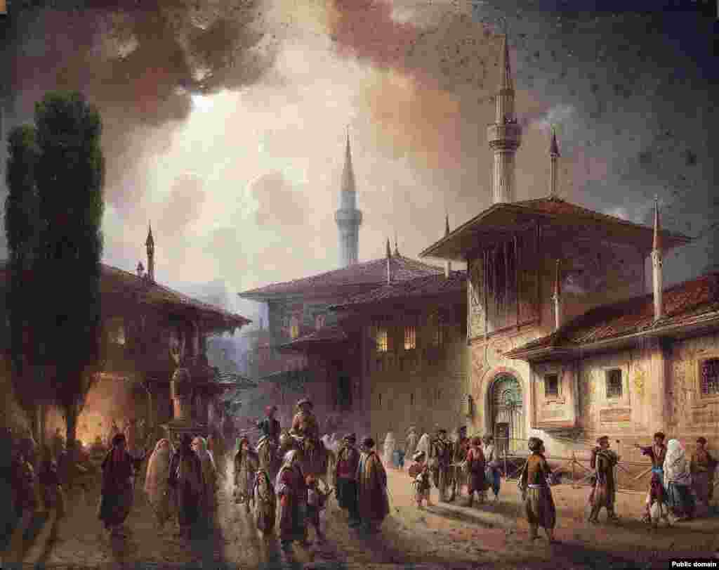 Palatul Hanului din Bahcisarai. Cartea cu picturile din Crimeea l-a ajutat, cel mai probabil, financiar, pe Bossoli, dar nu l-a propulsat în lumea artei. La momentul publicării cărții, pricepera artistului avansase mult față de lucrările de tinerețe, din Crimeea, după cum se poate vedea în această lucrare din 1857. Bossoli a murit în 1884 și a fost înmormântat în Elveția, la Lugano.