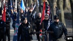 Szélsőjobboldali szervezetek becsület napja elnevezésű rendezvénye a Városmajorban 2020. február 8-án (képünk illusztráció)