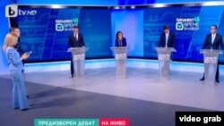 Стоп кадър от предизборния дебат, организиран от Би Ти Ви.