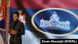 Predsednica Skupštine Srbije Ana Brnabić na konferenciji za medije, 18. april 2024.