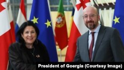 სალომე ზურაბიშვილისა და შარლ მიშელის შეხვედრა. 13 მარტი, 2023 წელი, ბრიუსელი.