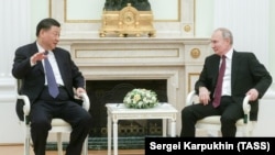 Lideri kinez, Xi Jinping dhe ai rus, Vladimir Putin. Moskë, 20 mars 2023.