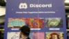 Logo kompanije Discord istaknut na konferenciji programera za razvoj igrica 22. marta 2023. godine u San Francisku (SAD).
