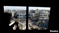 ქალაქი ხან-იუნისი საავიაციო დარტყმის შემდეგ. ღაზის სექტორი. 2023 წლის 15 ოქტომბერი