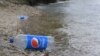 Plastic bottle floating on Danube river