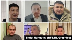 Атай Бейшенбек, Жеңиш Молдокматов жана Илгиз Шаменов (үстүңкү катар, солдон оңго карай), Тимур Махмудов, Акыл Айтбаев жана Марат Баязов (астыңкы катар, солдон оңго карай). "Азаттыктын" коллажы.