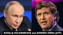 Колишній ведучий і коментатор телеканалу Fox News Такер Карлсон (праворуч) 6 лютого повідомив, що домовився про інтерв’ю з президентом Росії Володимиром Путіним