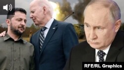 Зеленский, Байден жана Путин. Коллаж
