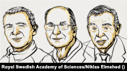 Moungi G. Bawendi, Louis E. Brus és Alekszej I. Jekimov a Svéd Királyi Tudományos Akadémia rajzán