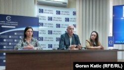 Predstavnici Sindikata pravosuđa RS na konferenciji za medije, Banja Luka, 20. mart 2024.