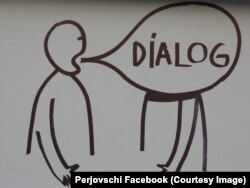 Desenul lui Perjovschi „Dialog”, din 2013, prezentat la FITS