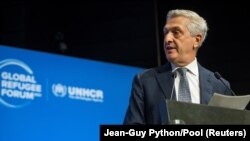 Visoki komesar Ujedinjenih nacija za izbeglice Filipo Grandi na Globalnom forumu za izbeglice u Ženevi, 13. decembar 2023. 