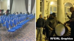 Колаж илустрација од атмосферата во штабовите на СДСМ и ВМРО-ДПМНЕ