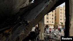 ღაზის სექტორი, ხან-იუნისი ისრაელის ავიაციის თავდასხმის შემდეგ. 23 ოქტომბერი, 2023 წელი
