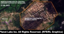 Ймовірний польовий табір на території військової частини № 61732 в селі Цель Осиповицького району Могильовської області. АШ, Planet.com, Planet labs, село Цель, в/ч.