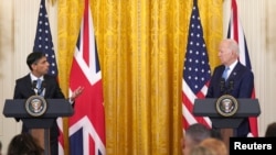 Sunak i Biden na pres-konferenciji u Washingtonu, 8. juni 2023.