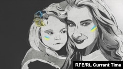 Ірина Дмітрієва із донечкою Лізою. Ілюстрація Lyubov Moiseenko