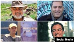 Pe primul rând de la stânga la dreapta: Morad Tahbaz, Emad Sharghi. Pe al doilea rând: Shahab Dalili, Siamak Namazi, americanii-iranieni închiși în Iran au fost eliberați